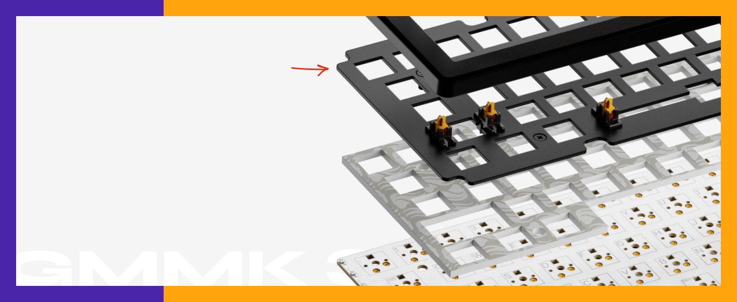 Glorious GMMK 3 Custom Mechanical Gaming Keyboard with Knob, pakkingsysteem, doubleshot PBT-keycaps