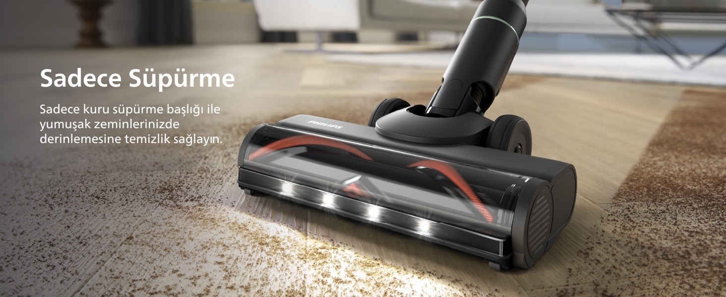 Philips AquaTrio kuru süpürme başlığıyla temizlik