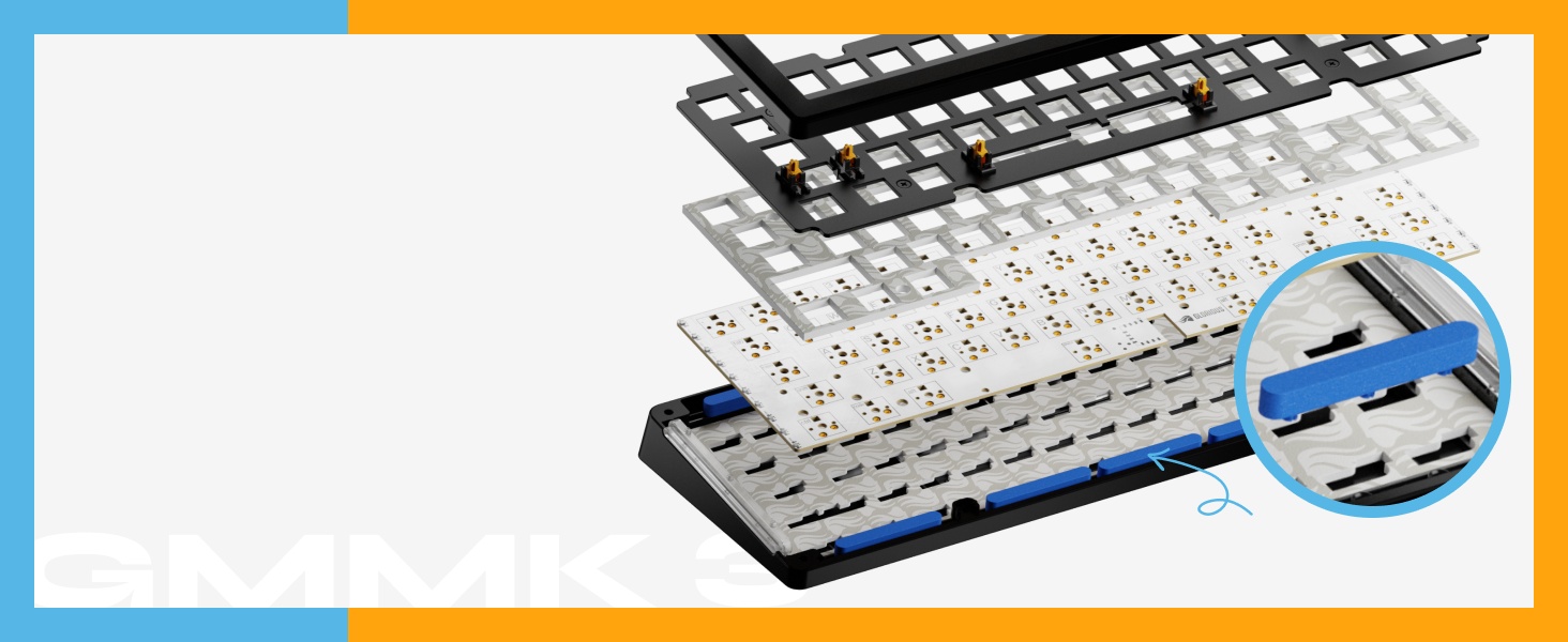 Glorious GMMK 3 Custom Mechanical Gaming Keyboard with Knob, pakkingsysteem, doubleshot PBT-keycaps