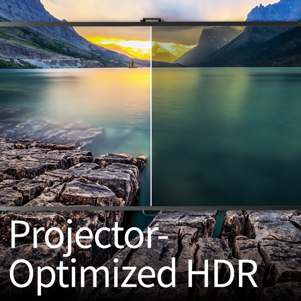 Projector-optimized HDR offers greater brightness, contrast range, and image optimization