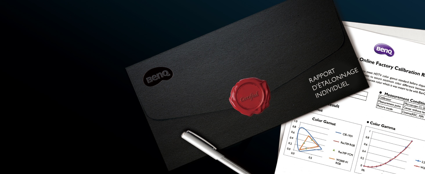 Rapport d'étalonnage d'usine pour garantir une performance Delta E inférieure à 3 