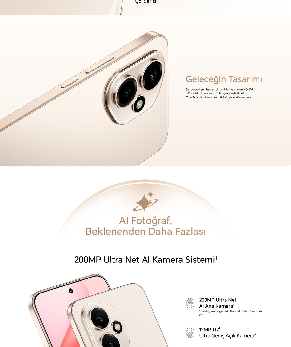 Honor 400 5G Altın 12 + 256 GB Akıllı Cep Telefonu (Honor Türkiye