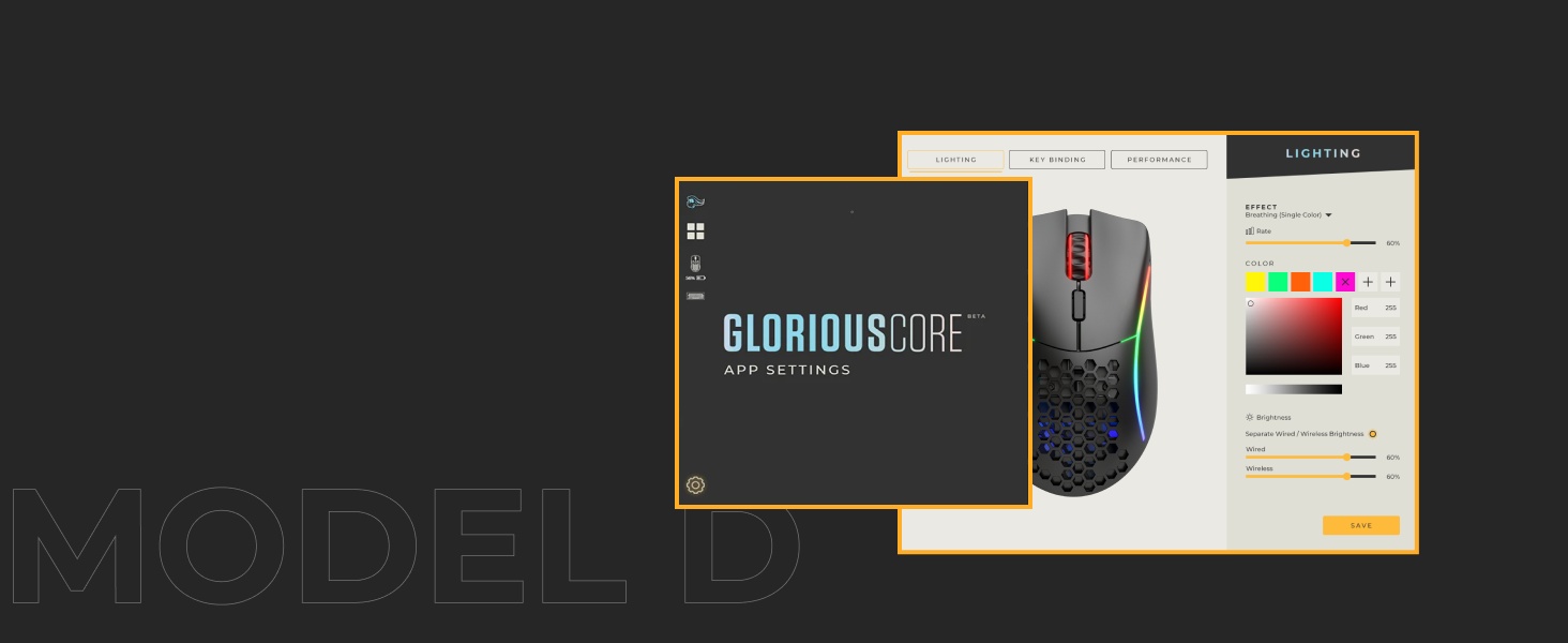 Glorious Gaming Model D Wireless Souris de jeu sans fil, Superlégère, 69 g, sans fil 2,4 GHz 