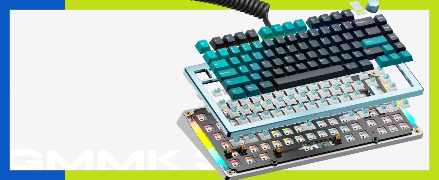 Glorious GMMK 3 Custom Mechanical Gaming Keyboard with Knob, pakkingsysteem, doubleshot PBT-keycaps
