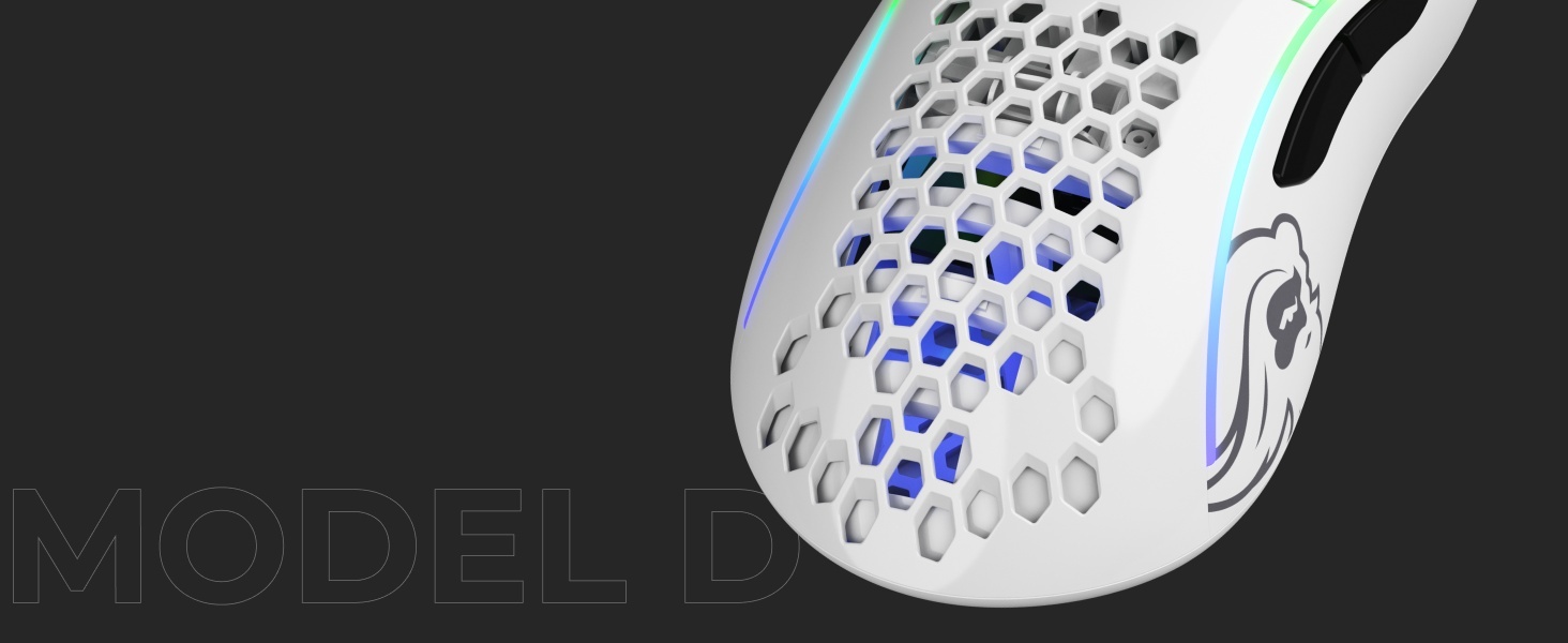 Glorious Gaming Model D Wired Gaming Mouse - 68g Superlight Honeycomb Design, RGB, Ergonomic, Pixart