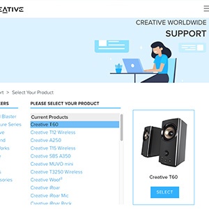 creative t60 worldwide support page to download creative app for access to smartcomms kit