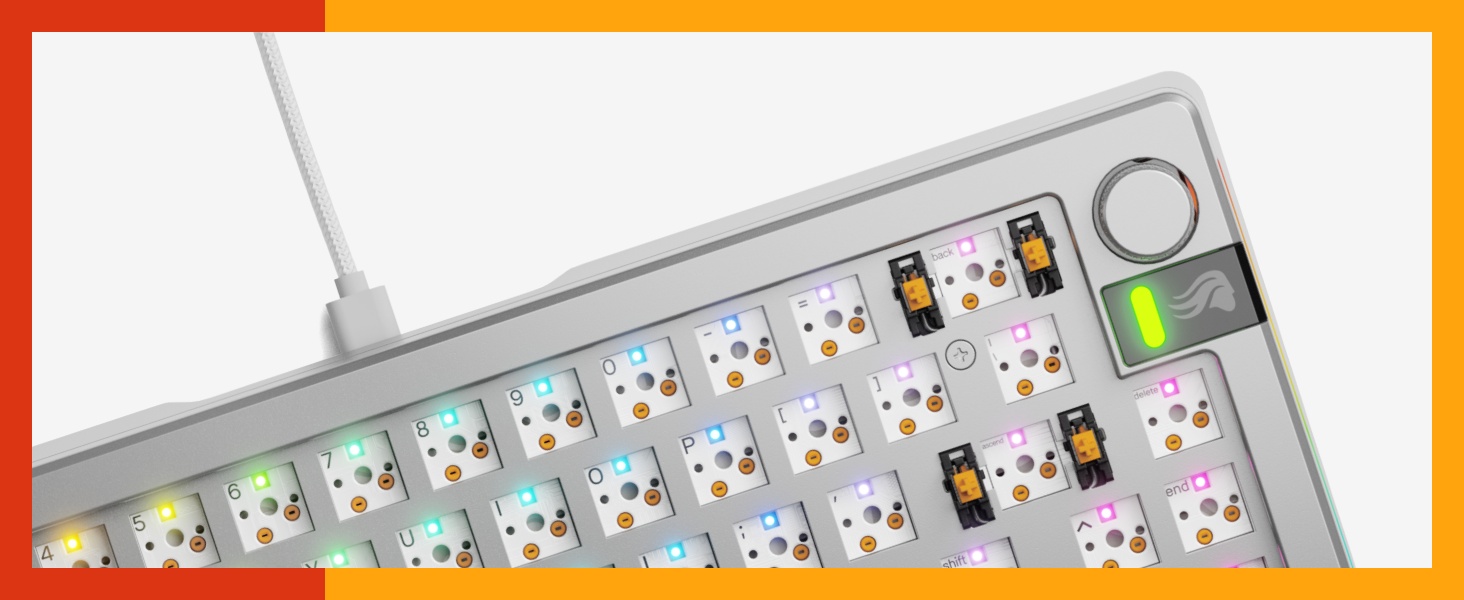 Glorious GMMK 3 Custom Mechanical Gaming Keyboard with Knob, pakkingsysteem, doubleshot PBT-keycaps