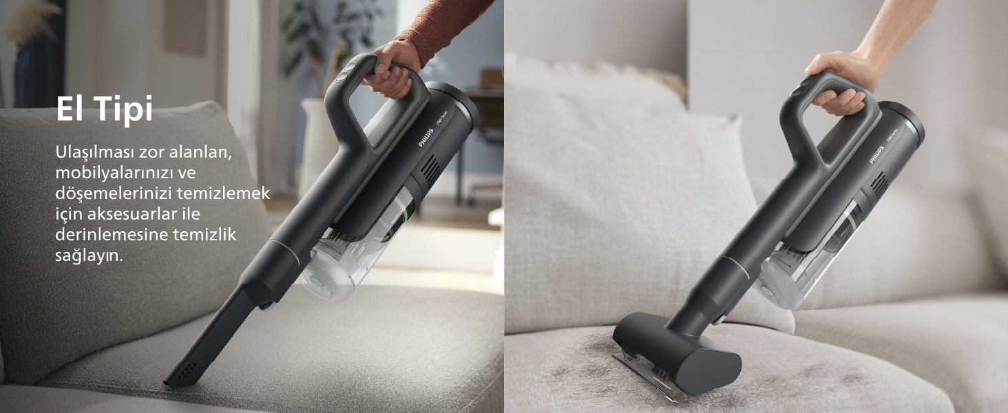 Philips AquaTrio aksesuarlarıyla el tipi kullanım
