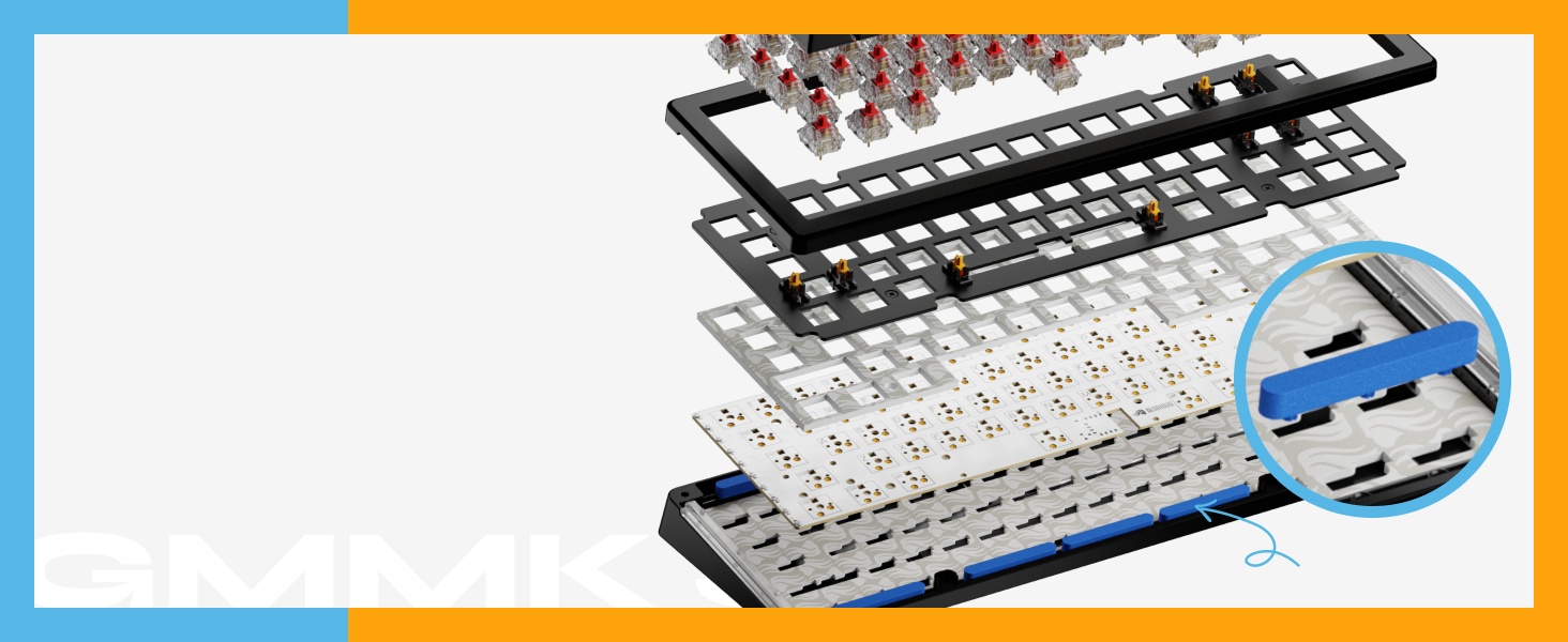 Glorious GMMK 3 Custom Mechanical Gaming Keyboard with Knob, pakkingsysteem, doubleshot PBT-keycaps