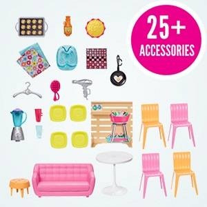 Barbie Malibu House 2-Story, 6-Room Dollhouse with Transformation Features, Plus 25+ Pieces