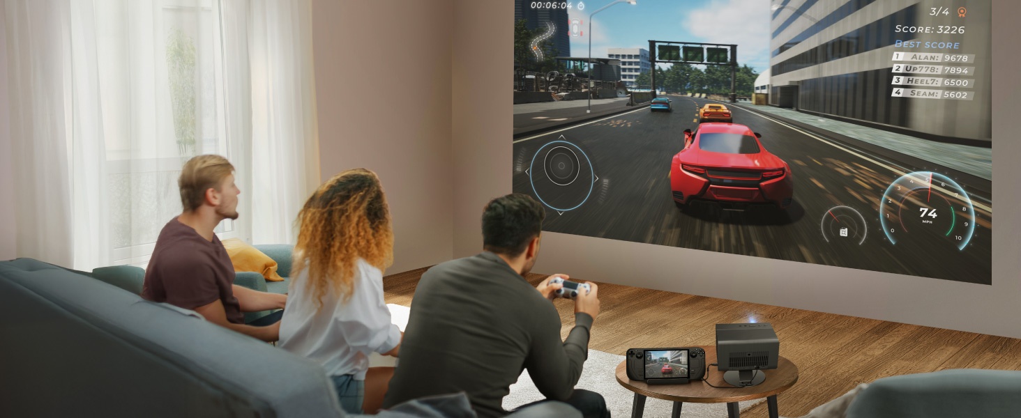 BenQ GP520 and projector stand in living room, flexible projection, tabletop projector setup