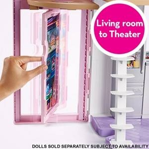Barbie Malibu House 2-Story, 6-Room Dollhouse with Transformation Features, Plus 25+ Pieces
