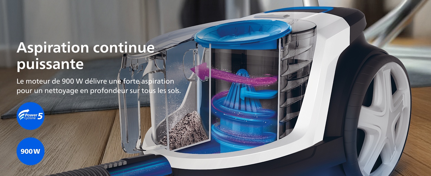 Aspiration continue puissante Le moteur de 900 W délivre une forte aspiration pour un nettoyage en profondeur sur tous les sols. Freshly ground beans, brewed to perfection Freshly ground beans, brewed to perfection