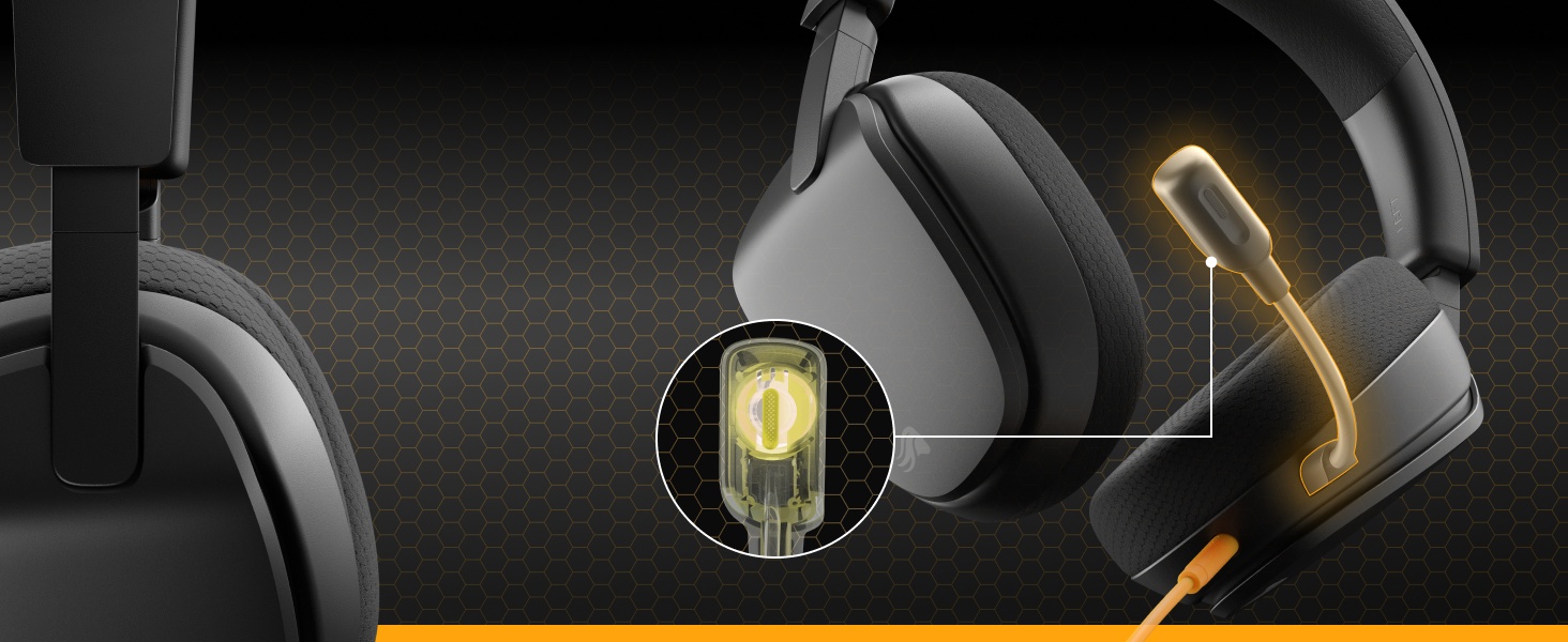 Serie donkere beelden met gloeiende elementen in wat lijkt op een virtual reality-interface of heads-up display.