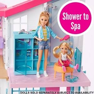 Barbie Malibu House 2-Story, 6-Room Dollhouse with Transformation Features, Plus 25+ Pieces