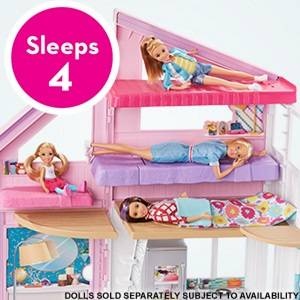 Barbie Malibu House 2-Story, 6-Room Dollhouse with Transformation Features, Plus 25+ Pieces