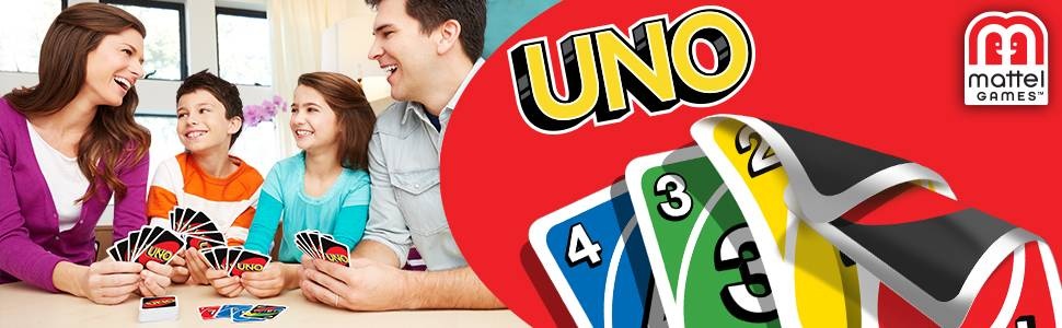 Mattel Games W2087 UNO kaartspel, geschikt voor 2 tot 10 spelers, speelduur ca. 15 minuten.